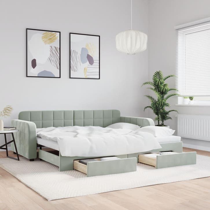 vidaXL Slaapbank onderschuifbed en lades 90x190 cm fluweel, Maison & Meubles, Chambre à coucher | Lits, Envoi