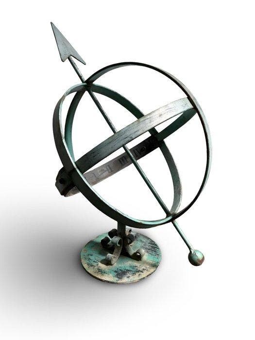 Antiek Zonnewijzer - Kopergroen Patina - Onbekend -, Antiek en Kunst, Curiosa en Brocante
