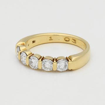 Bague - 18 carats Or jaune Diamant (Naturelle), Handtassen en Accessoires, Nieuw