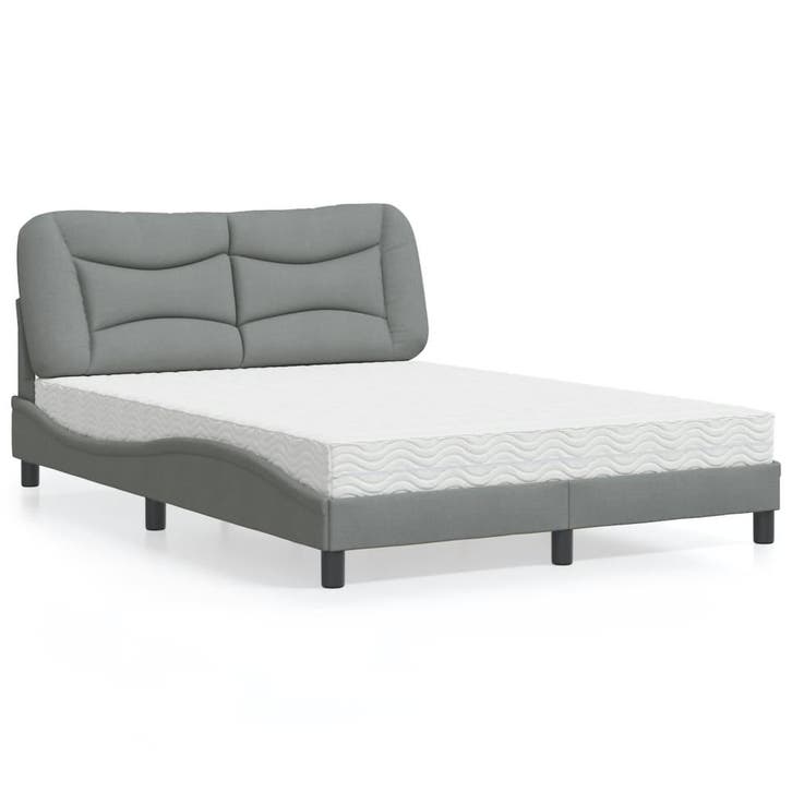 vidaXL Bed met matras Hvar stof lichtgrijs 120x200 cm, Huis en Inrichting, Slaapkamer | Bedden, Nieuw, Verzenden