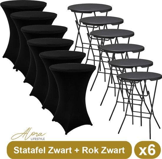 6x Zwarte Statafel + 6x Zwarte Statafelrok – Diameter 80 CM, Tuin en Terras, Hand-tuingereedschap, Nieuw