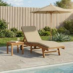 vidaXL Ligstoel Bruin en Beige Polyester, Verzenden, Nieuw