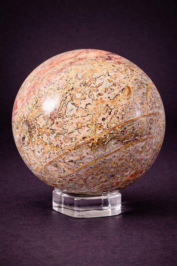 Sphère en jaspe peau de léopard naturelle avec un beau motif, Verzamelen
