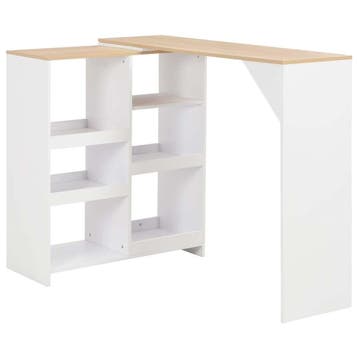 vidaXL Bartafel met verplaatsbaar schap 138x39x110 cm wit, Verzenden, Nieuw