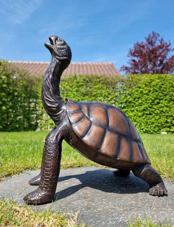 Beeldje - Levensechte schildpad - Brons