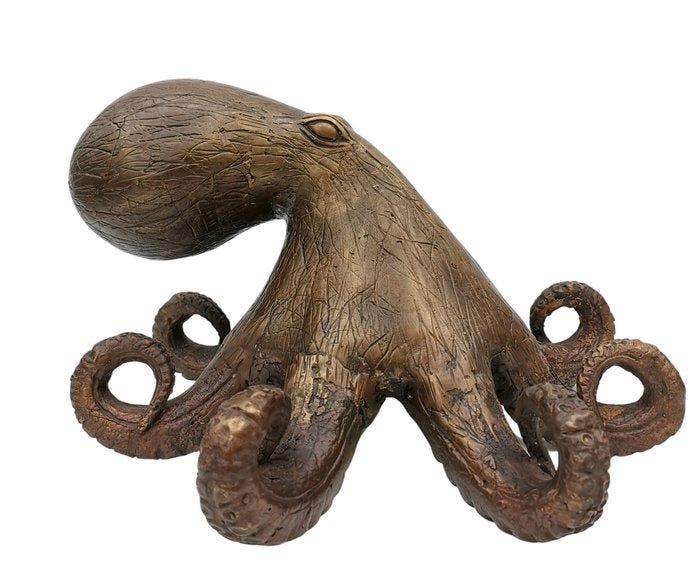 Beeldje - Octopus - 35 cm! - Brons, Antiek en Kunst, Curiosa en Brocante