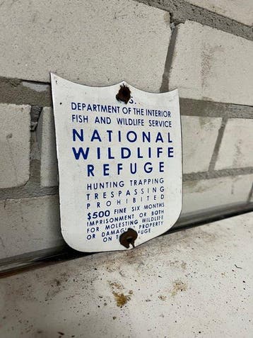 Vintage U.S. National Wildlife Refuge geëmailleerd bord –