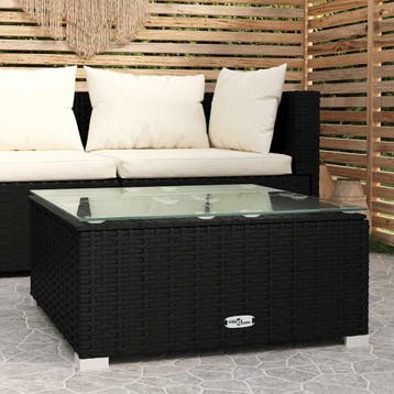 Tuintafel 60x60 Zwart | Retour Deal | Nu 41% eraf, Tuin en Terras, Verzenden, Zo goed als nieuw, Vierkant, Wicker