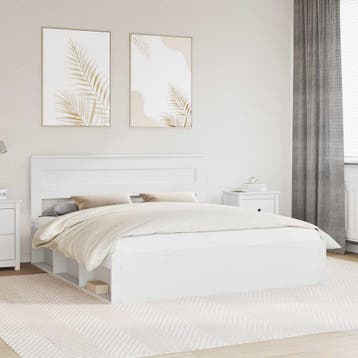 vidaXL Bedframe met hoofdeinde Wit 180 x 200 cm Massief, Verzenden, Nieuw