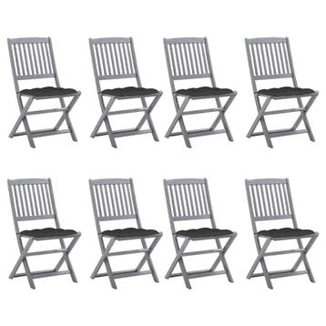 vidaXL Inklapbare stoelen 8 st met kussens massief, Verzenden, Nieuw