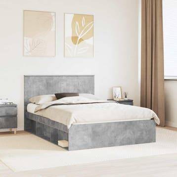 vidaXL Bedframe met hoofdeinde Beton 140 x 200 cm Massief, Verzenden