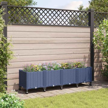 vidaXL Tuin planter met wielen Blauw Grijs 160 x 40 x 48 cm, Tuin en Terras, Verzenden, Nieuw