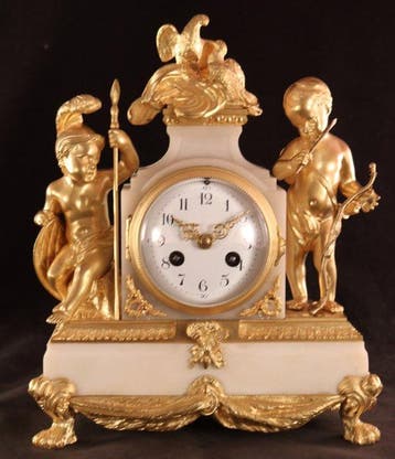 Antieke klok - Mooie Franse Louis XVI-pendule - Brons,, Antiek en Kunst, Antiek | Klokken