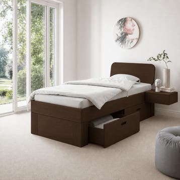 Van Schaik Nordic Mokka Houten 1-Persoons Ledikant met Bedla, Huis en Inrichting, Nieuw