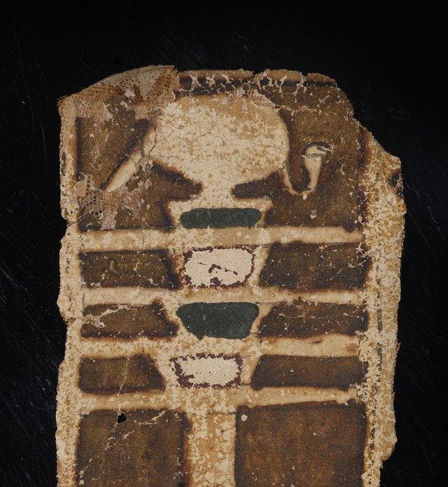 Oude Egypte, Textielfragment dat een Djed-zuil afbeeldt met, Antiek en Kunst, Antiek | Overige Antiek