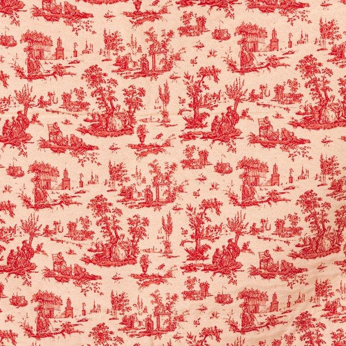BA073 - Toile de Jouy Gobelin Rosso – Zware stof voor, Antiek en Kunst, Antiek | Tapijten, Tafelkleden en Textiel