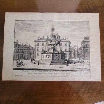 Giovanni Battista Falda - Stampa Della Fontana Di Piazza