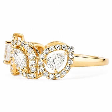 Statement ring - 14 karaat Geel goud - 1.51ct. tw. Diamant