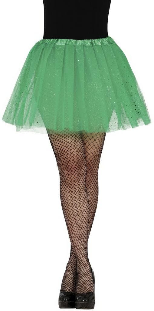 Donkergroene Tutu Dames Glitter 40cm, Hobby en Vrije tijd, Feestartikelen, Nieuw, Verzenden