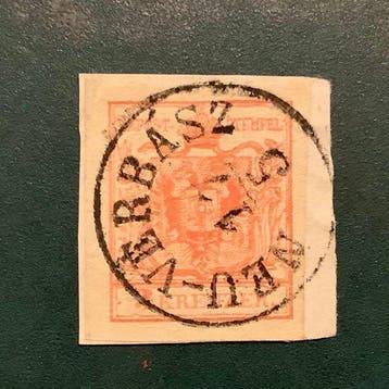 Autriche 1850 - 3 Kreuzer, double aigle, avec bon poinçon, Gestempeld
