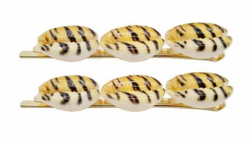 Haarspeld Schuifspeldjes 6cm - Schelpen - Tijgerprint - Geel