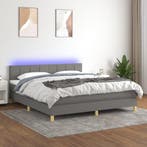 vidaXL Boxspring met matras en LED stof donkergrijs 160x200, Verzenden