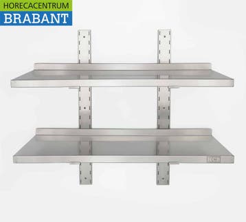 HCB RVS Dubbel wandschap schap 80 x 30 cm Basic-line Horeca, Ophalen of Verzenden