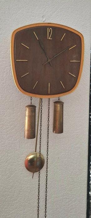 Wandklok - Junghans - Hout, Messing, Metaal - 1950-1960 -