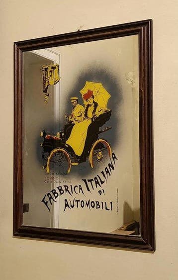 Spiegel - Hout, Glas - FIAT RECLAMESPIEGEL – CARPANETTO 1899