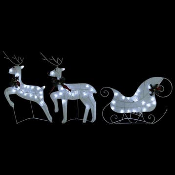 vidaXL Kerstdecoratie rendieren en slee 60 LEDs wit, Diversen, Verzenden, Nieuw