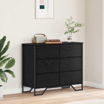 vidaXL Ladekast 6-Lade Zwart Eiken 91 x 35,5 x 74,5 cm, Verzenden