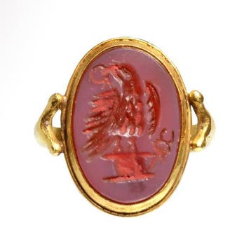in de stijl van het oude Romeinse Rijk Goud, agaat Ring met, Antiek en Kunst