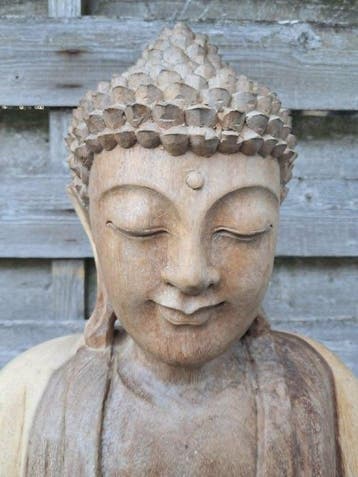 bouddha en bois/fait main/49 cm - Bouddha - Indonésie (Sans, Antiquités & Art
