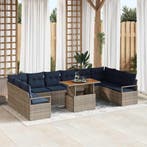 vidaXL Tuin Eettafel Set met kussen 11 pcs Grijs en, Verzenden, Nieuw