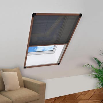 vidaXL Raamhor plissé 80x100 cm aluminium bruin, Doe-het-zelf en Bouw, Verzenden, Nieuw
