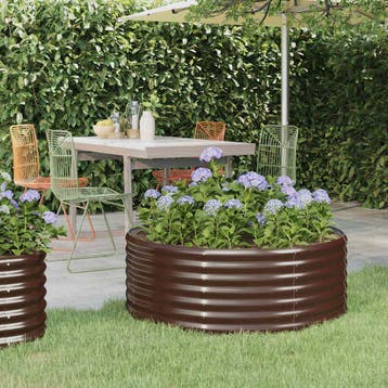 vidaXL Plantenbak 100x100x36 cm gegalvaniseerd staal bruin, Verzenden, Nieuw