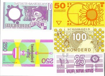 Nederland. 5 educational banknotes School money in guilder