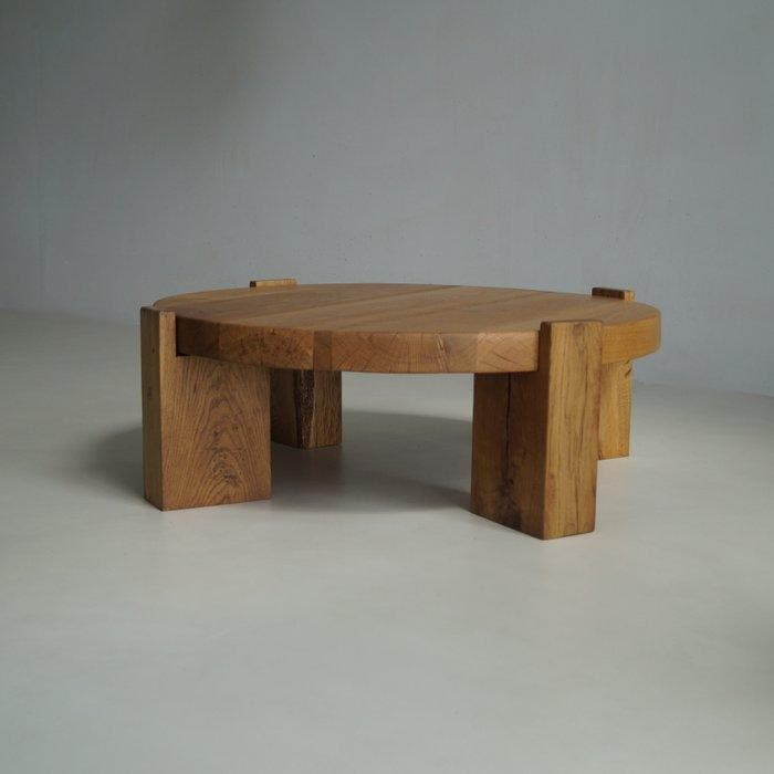 Salontafel - Eik - Massief eiken Brutalist, Antiek en Kunst, Kunst | Designobjecten