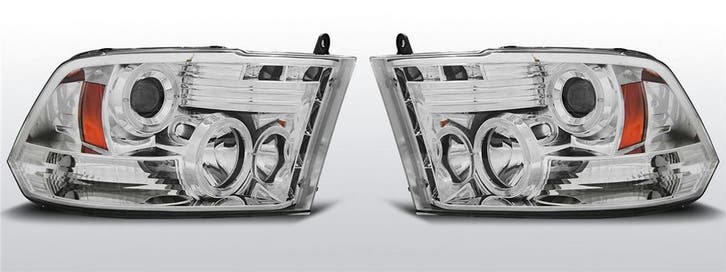 Carnamics Koplampen | Dodge Ram 09-18 4-d | Angel Eyes chroo, Auto-onderdelen, Verlichting, Nieuw, Verzenden