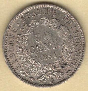 France. 50 Centimes 1851-A Cérès (Sans prix de réserve)