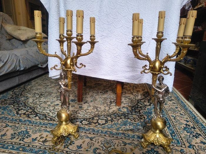 Lampe de table (2) - Bronze doré, Antiek en Kunst, Curiosa en Brocante