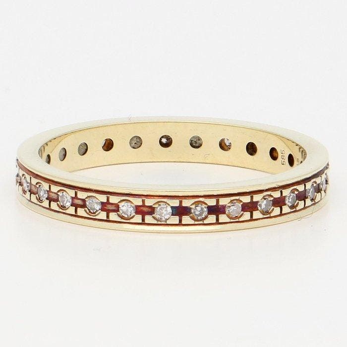 Ring - 14 karaat Geel goud Diamant (Natuurlijk), Bijoux, Sacs & Beauté, Bagues