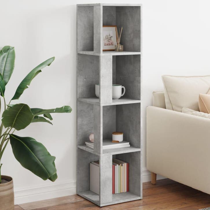 vidaXL Hoekkast 33x33x132 cm spaanplaat betongrijs, Huis en Inrichting, Kasten | Overige, Nieuw, Verzenden