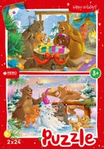 Rebo legpuzzel 2x24 stukjes - Christmas bears, Verzenden