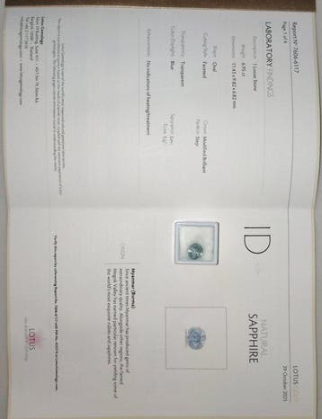 1 pcs Bleu Saphir - 6.95 ct - Lotus Gemology (Thaïlande) -