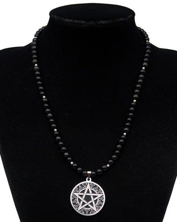 Ketting met Heilige pentakel van obsidiaan - Ultieme