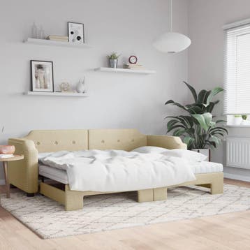 vidaXL Slaapbank met onderschuifbed en matrassen 100x200 cm, Verzenden, Nieuw