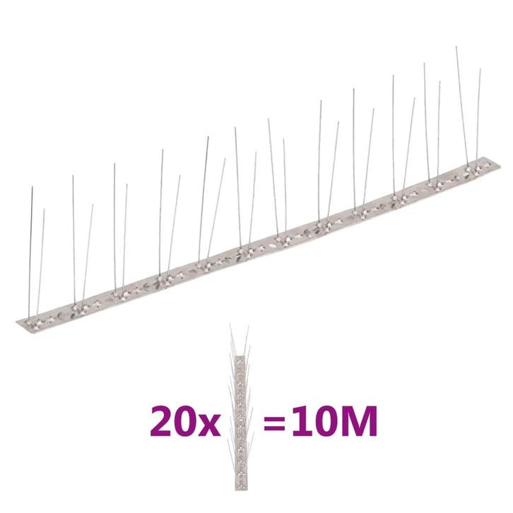 vidaXL Vogel- en duivenpinnen met 2 rijen 20 st 10 m, Jardin & Terrasse, Pesticides, Envoi