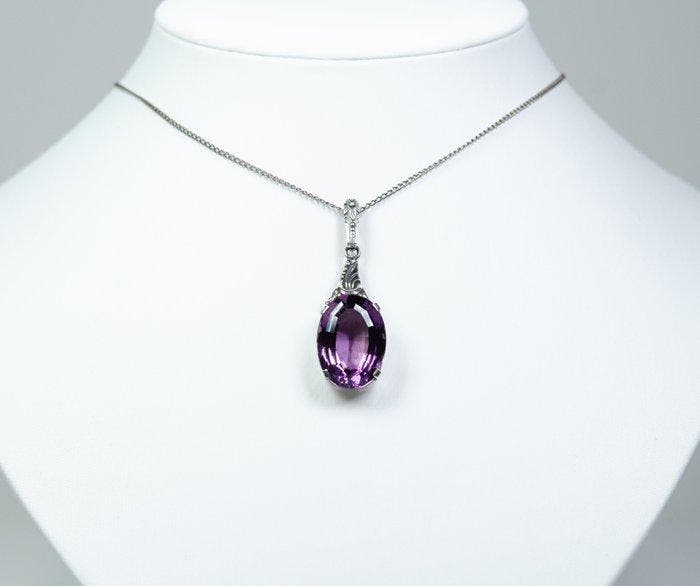 - Art nouveau - argent 800 minimum - 15,50 ct améthyste, Antiquités & Art, Art | Objets design