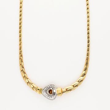 Halsketting - 18 karaat Geel goud, Witgoud Diamant, Handtassen en Accessoires, Kettingen, Nieuw